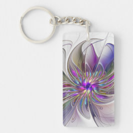 Energetic, Colorful Abstract Fractal Art Flower Sleutelhanger