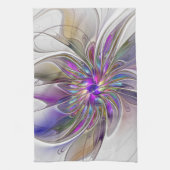 Energetic, Colorful Abstract Fractal Art Flower Theedoek (Verticaal)