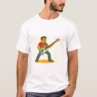Energetic man playing bass t-shirt