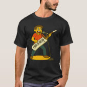 Energetic man singing and paying keytar t-shirt (Voorkant)