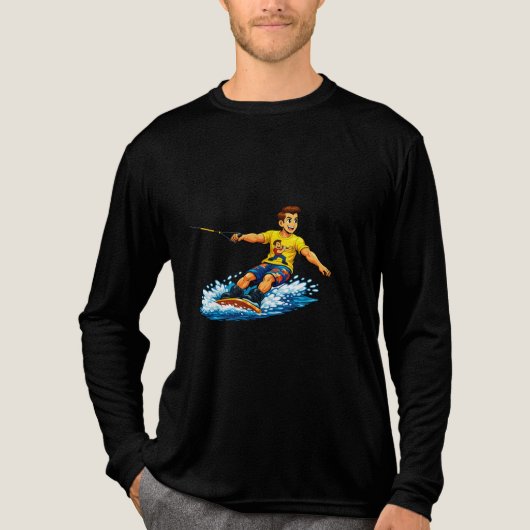 Energetic Man Wakeboarding  Tri-Blend Shirt (Voorkant volledig)