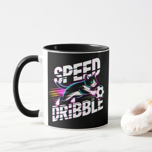 Energetieke Voetbal Kat Mok - Leuk voor Trainer en (Met donut)