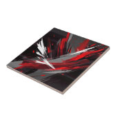 Energetisch Abstract rood en grijs vet Tegeltje (Zijkant)