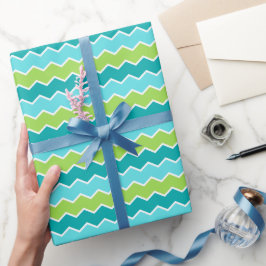 Energetisch Groen & Blauw Zigzag voor Cerebration Cadeaupapier