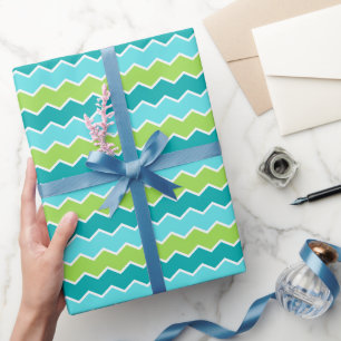 Energetisch Groen & Blauw Zigzag voor Cerebration Cadeaupapier