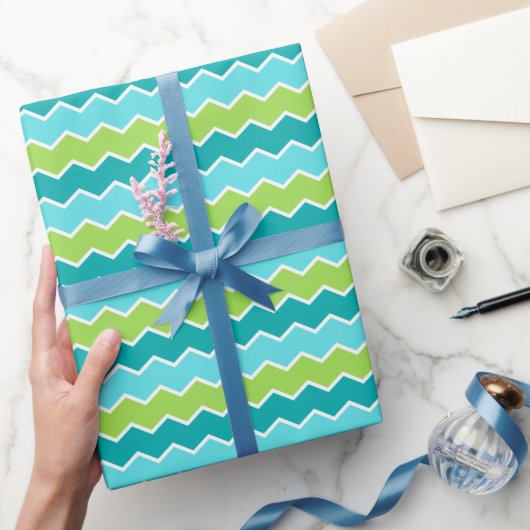 Energetisch Groen & Blauw Zigzag voor Cerebration Cadeaupapier (Geschenken)