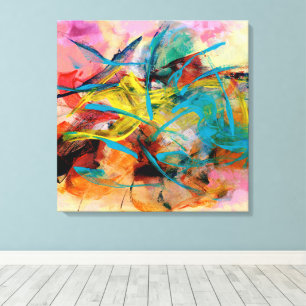 Energetisch kleurrijk Abstract schilderij Canvas Afdruk
