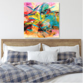 Energetisch kleurrijk Abstract schilderij Canvas Afdruk (Insitu (Slaapkamer))