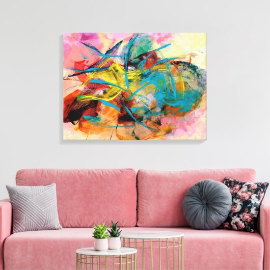 Energetisch kleurrijk Abstract schilderij Canvas Afdruk (Insitu (Woonkamer))