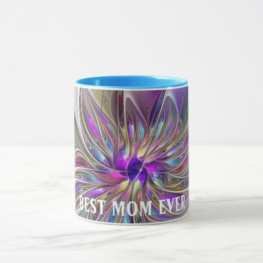 Energetische, Abstracte fractale Kunstbloem Beste  Mok (Midden)