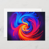 Energetische Abstracte werveling in blauw rood en  Briefkaart (Voorkant / Achterkant)
