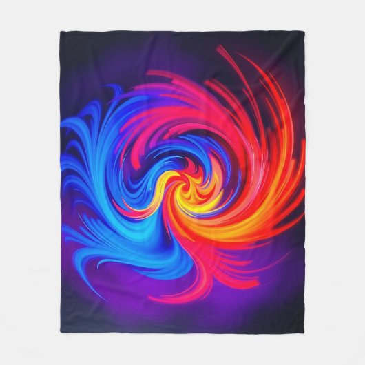 Energetische Abstracte werveling in blauw rood en  Fleece Deken (Voorkant)