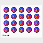 Energetische Abstracte werveling in blauw rood en Ronde Sticker (Vel)