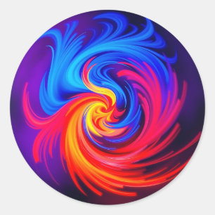 Energetische Abstracte werveling in blauw rood en  Ronde Sticker