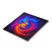 Energetische Abstracte werveling in blauw rood en  Tegeltje (Zijkant)
