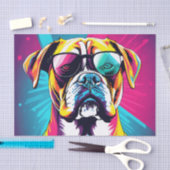 Energetische Boxer Dog Met Zonnebril Pop Art Tissuepapier (Craft)