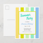 Energetische Bright Stripes Zomerfeest Uitnodiging (Voorkant / Achterkant)