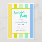 Energetische Bright Stripes Zomerfeest Uitnodiging (Voorkant)
