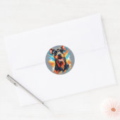 Energetische Doberman Pinscher Ronde Sticker (Envelop)