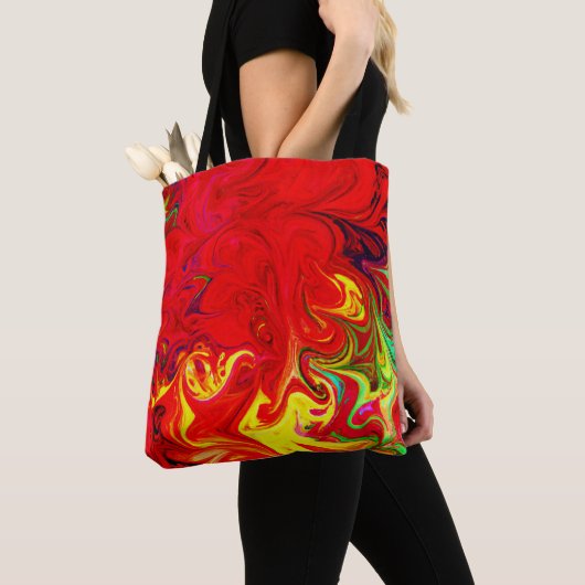 Energetische kleur burst patroon tote bag (Dichtbij)