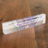 Energetische, kleurrijke Abstracte fractal bloemti Naambordje (Zijkant)