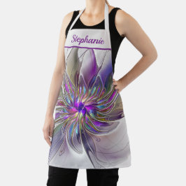 Energetische, Kleurrijke Abstracte Fractale Bloem  Schort