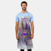 Energetische, Kleurrijke Abstracte Fractale Bloem  Schort (Gedragen)