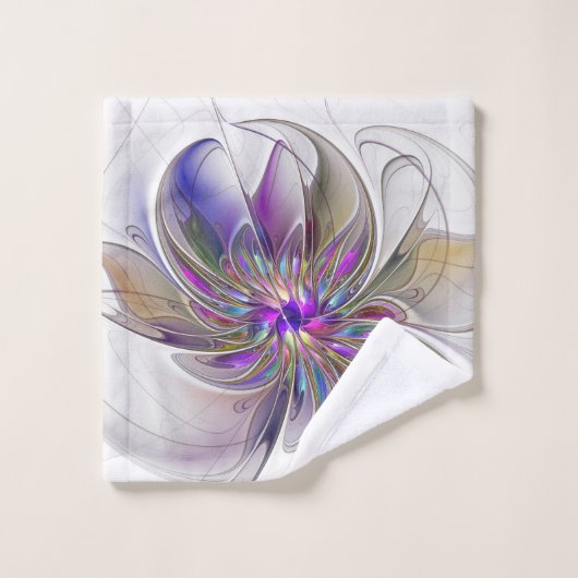 Energetische, kleurrijke Abstracte fractale kunstb Bad Handdoek (Wasdoekje)