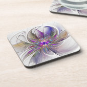 Energetische, kleurrijke Abstracte fractale kunstb Bier Onderzetter (Linkerzijde)