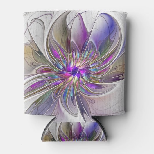 Energetische, kleurrijke Abstracte fractale kunstb Blikjeskoeler (Voorkant)