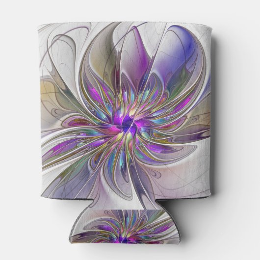 Energetische, kleurrijke Abstracte fractale kunstb Blikjeskoeler (Achterkant)