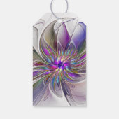 Energetische, kleurrijke Abstracte fractale kunstb Cadeaulabel (Achterkant)