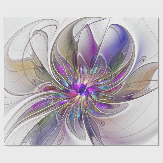 Energetische, kleurrijke Abstracte fractale kunstb Cadeaupapier (Vlak)