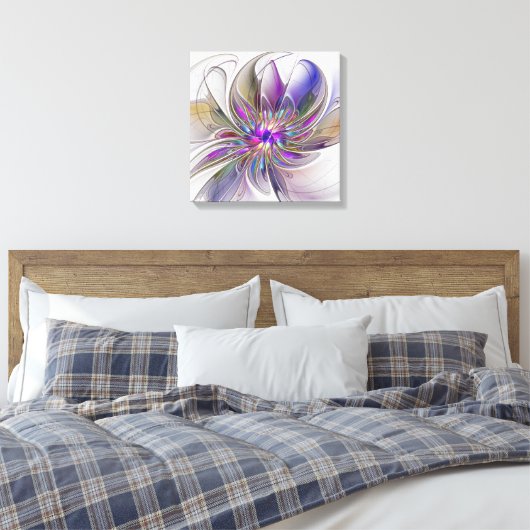 Energetische, kleurrijke Abstracte fractale kunstb Canvas Afdruk (Insitu (Slaapkamer))