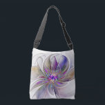 Energetische, kleurrijke Abstracte fractale kunstb Crossbody Tas<br><div class="desc">Een meerkleurige,  krachtige fantasiebloem,  een unieke bloemige fractale Kunst. Ontwerp voor je kruislichaamzak en nog veel meer.</div>