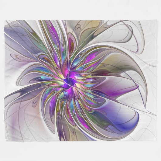 Energetische, kleurrijke Abstracte fractale kunstb Fleece Deken (Voorkant (Horizontaal))