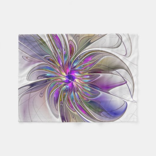 Energetische, kleurrijke Abstracte fractale kunstb Fleece Deken (Voorkant (Horizontaal))