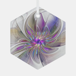 Energetische, kleurrijke Abstracte fractale kunstb Glas Ornament