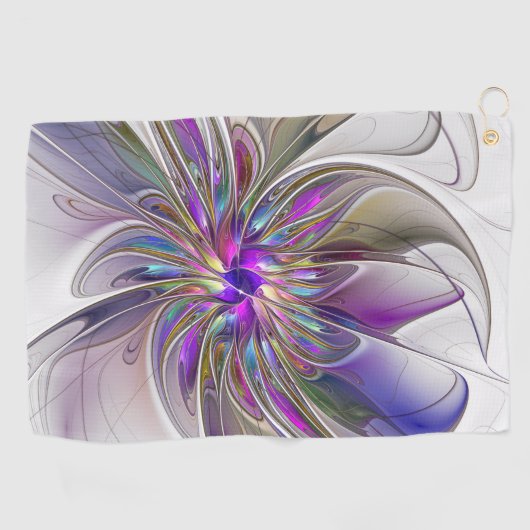 Energetische, kleurrijke Abstracte fractale kunstb Golfhanddoek (Horizontaal)