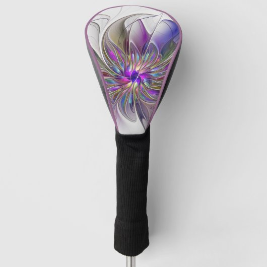 Energetische, kleurrijke Abstracte fractale kunstb Golfheadcover (Voorkant)