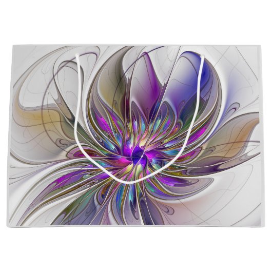 Energetische, kleurrijke Abstracte fractale kunstb Groot Cadeauzakje (Voorkant)
