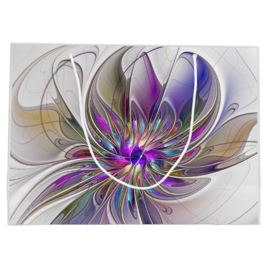 Energetische, kleurrijke Abstracte fractale kunstb Groot Cadeauzakje (Achterkant)