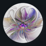 Energetische, kleurrijke Abstracte fractale kunstb Grote Klok<br><div class="desc">Een meerkleurige,  krachtige fantasiebloem,  unieke bloemige fractale Kunst. Ontwerp voor uw ronde wandklok en nog veel meer.</div>