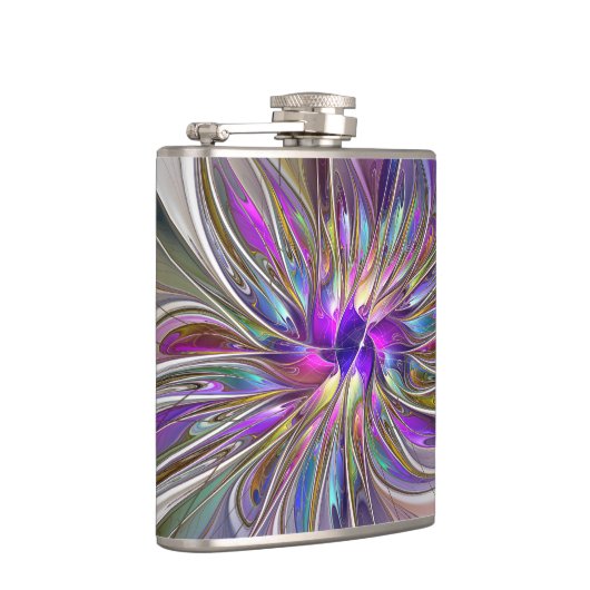 Energetische, kleurrijke Abstracte fractale kunstb Heupfles (Rechts)