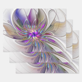 Energetische, kleurrijke Abstracte fractale kunstb Inpakpapier Vel