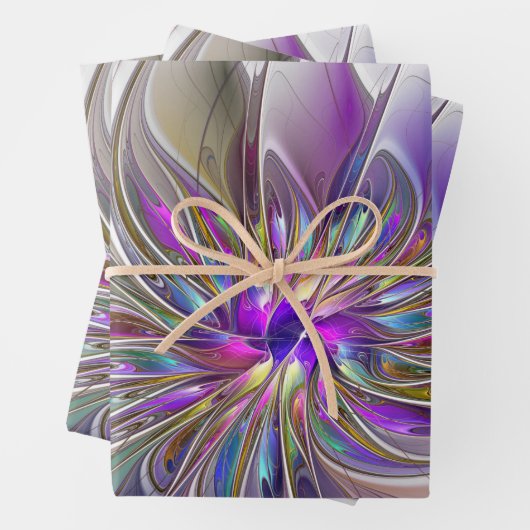 Energetische, kleurrijke Abstracte fractale kunstb Inpakpapier Vel (In situ)