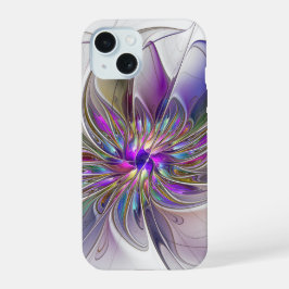 Energetische, kleurrijke Abstracte fractale kunstb iPhone 15 Case