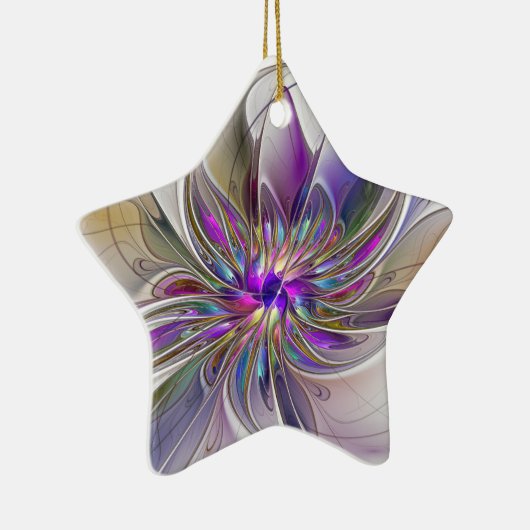 Energetische, kleurrijke Abstracte fractale kunstb Keramisch Ornament (Rechts)