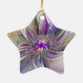 Energetische, kleurrijke Abstracte fractale kunstb Keramisch Ornament (Achterkant)