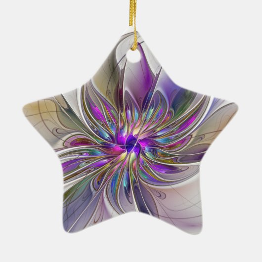 Energetische, kleurrijke Abstracte fractale kunstb Keramisch Ornament (Achterkant)